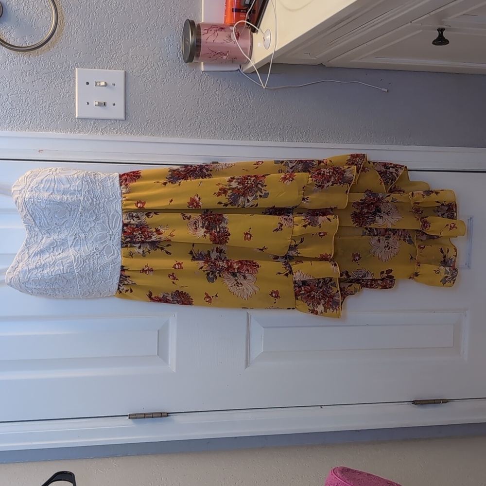 As U Wish Yellow and White Floral Summer Maxi Dress